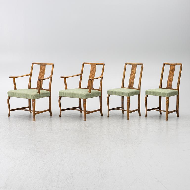 Carl Malmsten, Armchairs a pair, chairs a pair, "Haga", Nordiska Kompaniet, 1920s.