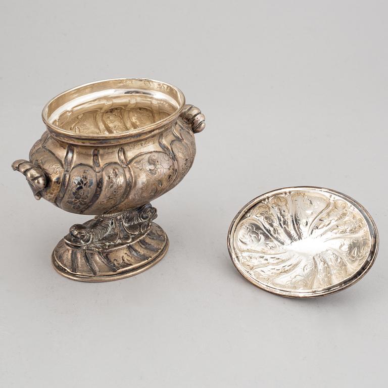 An Empire style lidded sugar bowl, possibly France, Swedish import marks 1951.