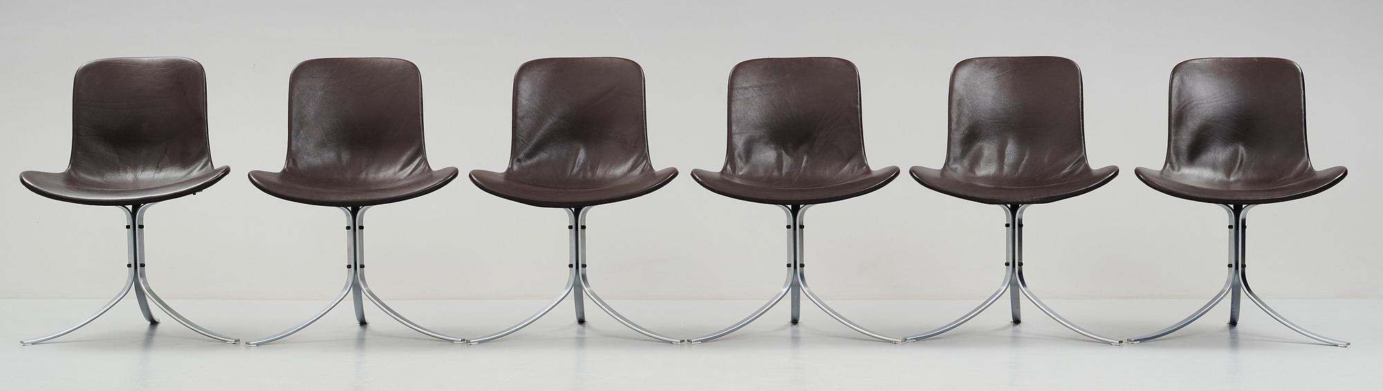Poul Kjaerholm, stolar 6 st "PK9", E Kold Christensen, Danmark.