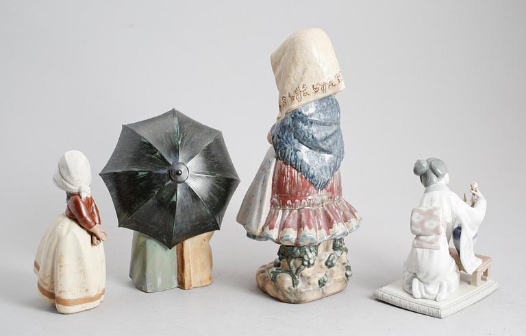 FIGURER, 4 st, porslin, Lladro, Spanien.