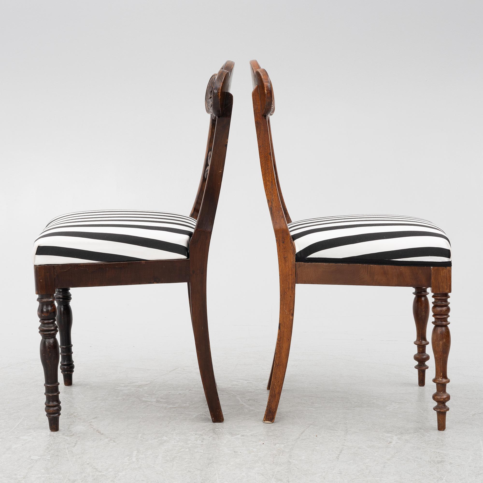 Chairs, 8 pcs, late Empire, mid-19th century.