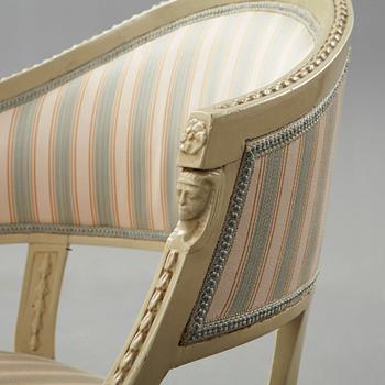 A pair of late Gustavian armchairs by Ephraim Ståhl (master in Stockholm 1794-1820).