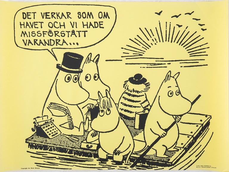 Tove Jansson, affischer, 6 st, Bull's Presstjänst, Art Work Shop, 1960-tal.