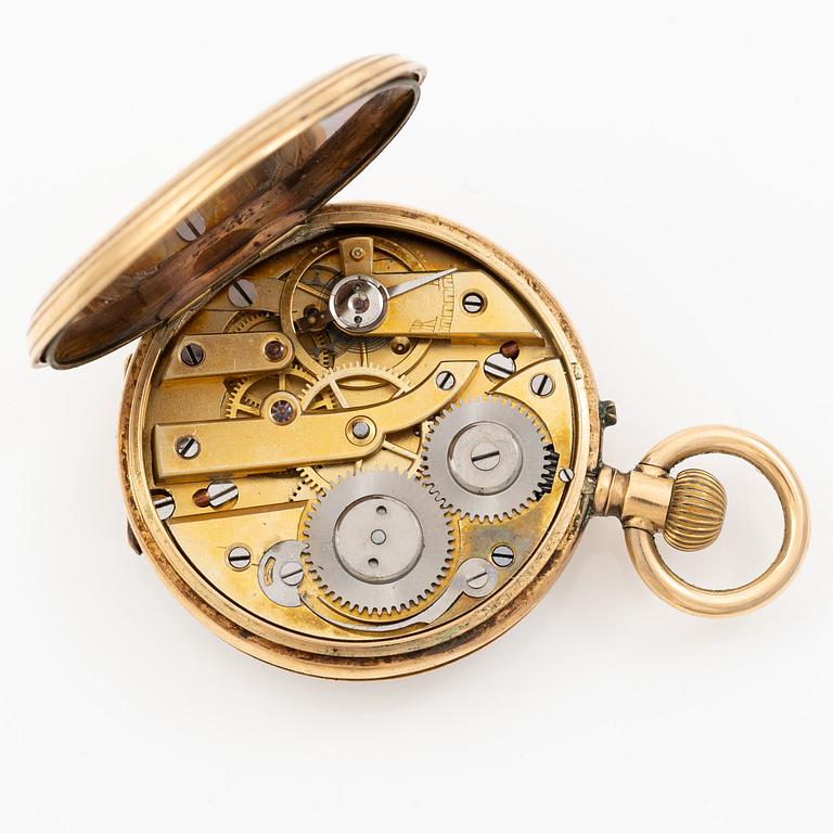 Pocket watch, 14K gold, approx. 34.5 mm.