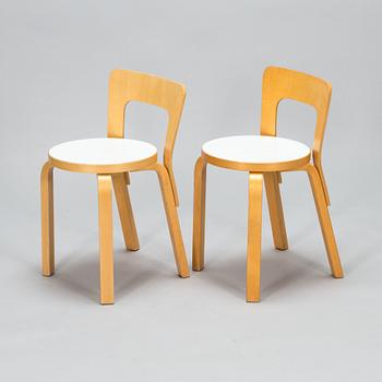 Alvar Aalto,  stolar, 5 st, modell 65, Artek 2000-tal.