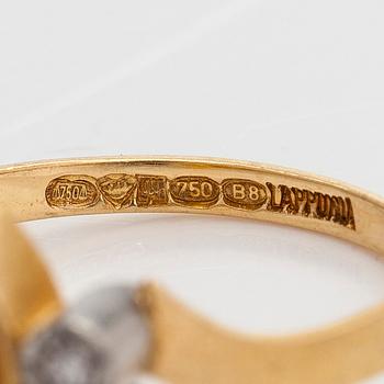 Björn Weckström, Ring, "Diamantlöv", 18K guld/platina, 8/8-slipade diamanter,  Lapponia 1979.