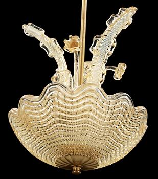 TAKLAMPA, glas, Carl Fagerlund, Orrefors, 1940/50-tal, h ca39 diam 33.