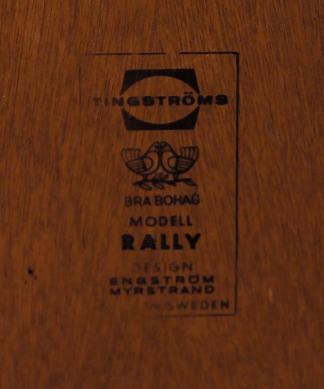 HALLMÖBEL, 2 delar, "Rally", Sven Engström och Gunnar Myrstrand, Tingströms, 1900-talets andra hälft.