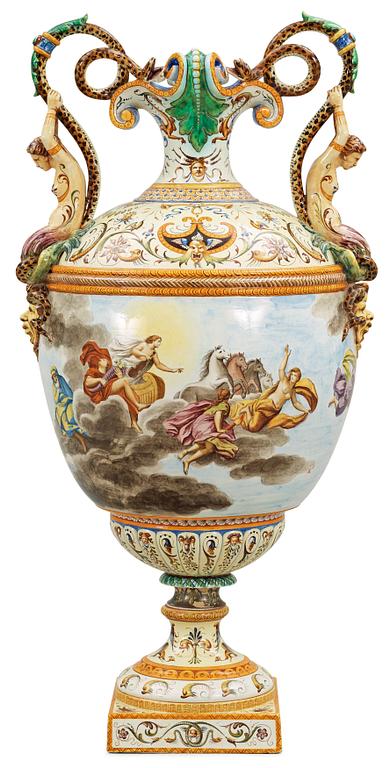 A large majolica 'Historismus' vase, late 19th Century.