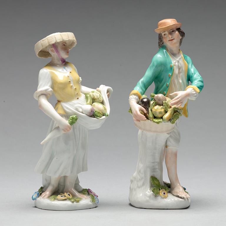 FIGURINER, två stycken, porslin. Meissen, 1700-tal.