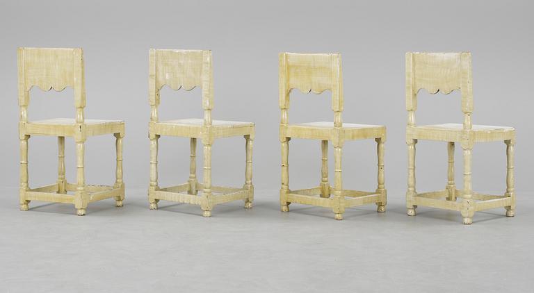 STOLAR, 4 stycken, allmoge, 1800-tal.