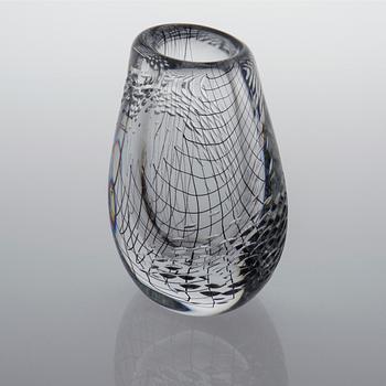 A glass vase by Vicke Lindstrand for Kosta, signed and dated 1955.