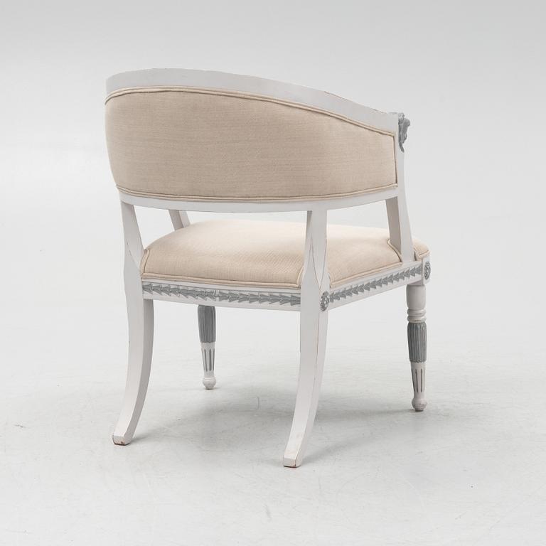 A late Gustavian style armchair, contemporary.