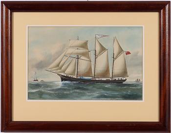 Reuben Chappell, Toppsegelskonaren "Polly och Emily" i hårt väder.