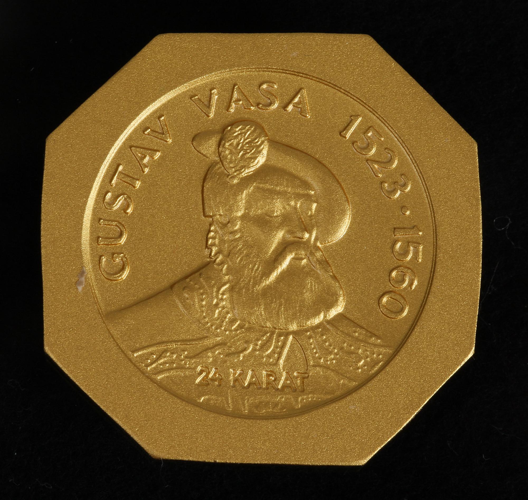 MINNESMYNT, "Gustav Vasa" 24K guld, 25 gr.