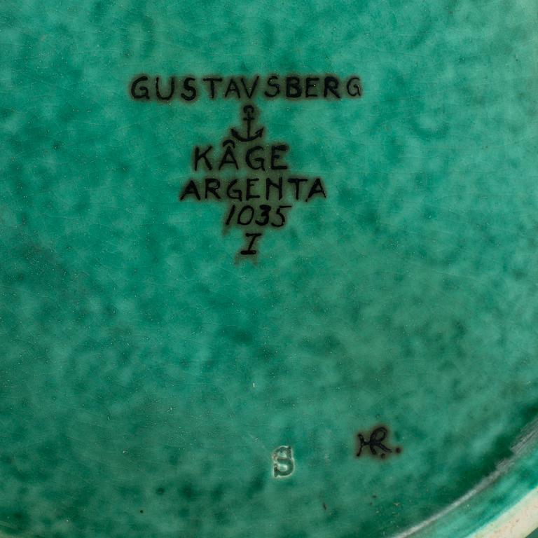 A stoneware 'Argenta' vase and dish by Wilhelm Kåge, Gustavsberg.