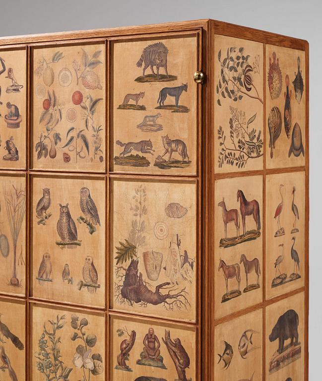 Josef Frank, a rare cabinet covered with prints depicting different animals and plants, Firma Svenskt Tenn, Sweden 1940s.