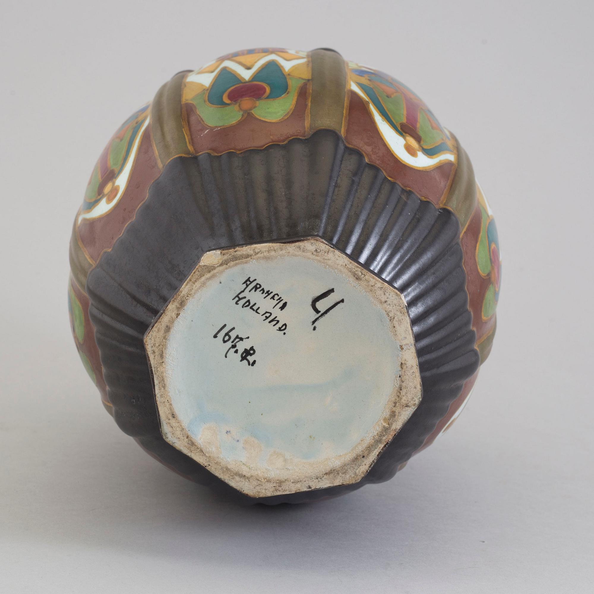 A ceramic lidded vase, Arnhem, Holland, 1930s.
