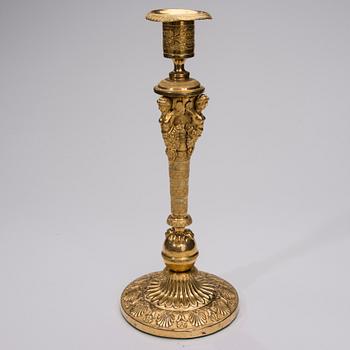 LJUSSTAKE, brännförgylld, Ryssland 1800-talets början.