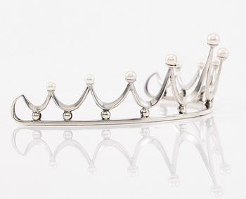 DIADEM, silver, odlade pärlor, svenska stämplar K&BC 1967.