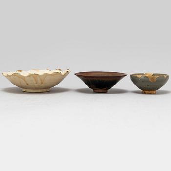 Three ceramic bowls, Song and Yuan dynasty.