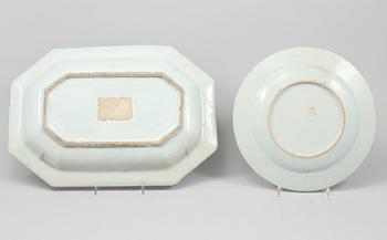 FAT och TALLRIK, porslin, Kina, 1700-tal.
