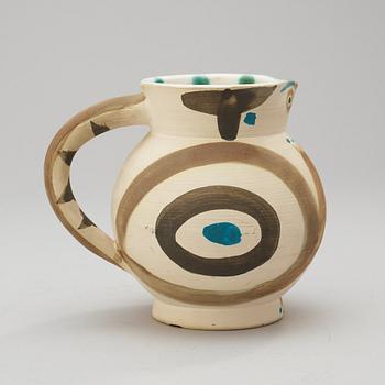 A Pablo Picasso 'Petite chouette' faience pitcher, Madoura, Vallauris, France.