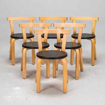 Alvar Aalto, stolar, 6 st, modell 68, Artek 1960-tal.