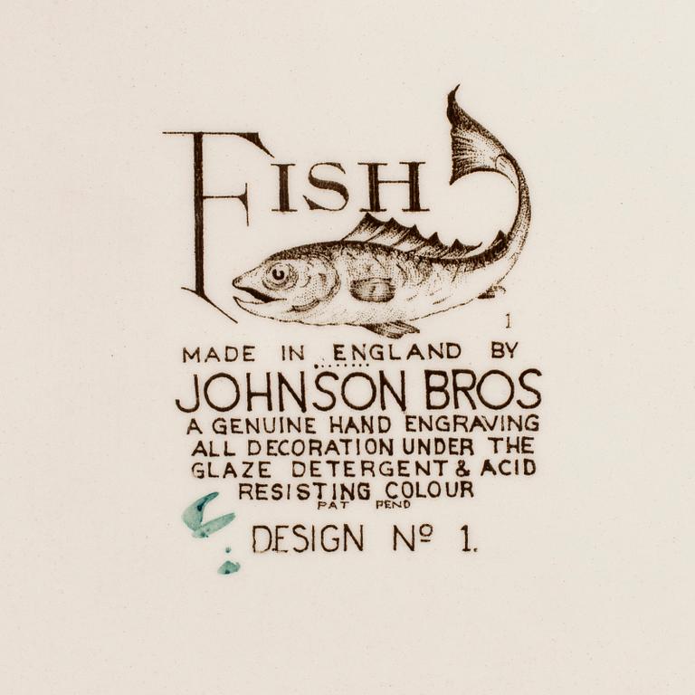 A set of eight fisk plates, "Fish", Johnson Bros, England, second half of the 20th century.