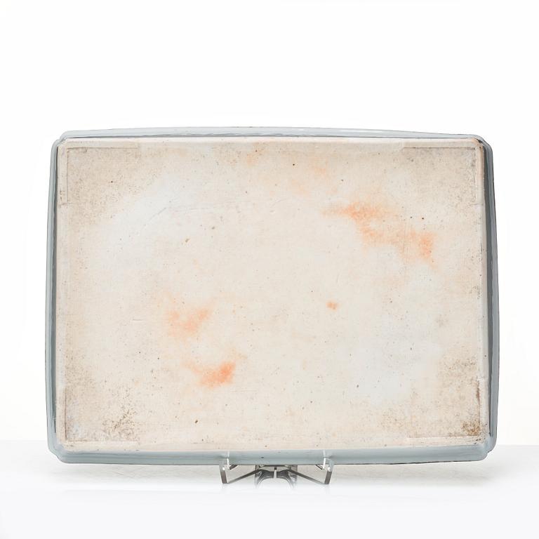 Bricka med cremekoppar, 12 stycken, kompaniporslin. Qing dynastin, Qianlong (1736-95).