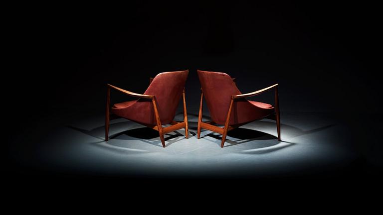 A pair of Ib Kofod Larsen 'Elisabeth' easy chairs, Christensen & Larsen, 1950's-60's.