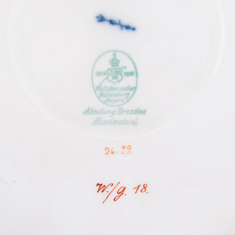 FIVE DECORATIVE PLATES, porcelain, Central Europe, late 19th century and early 20th century.