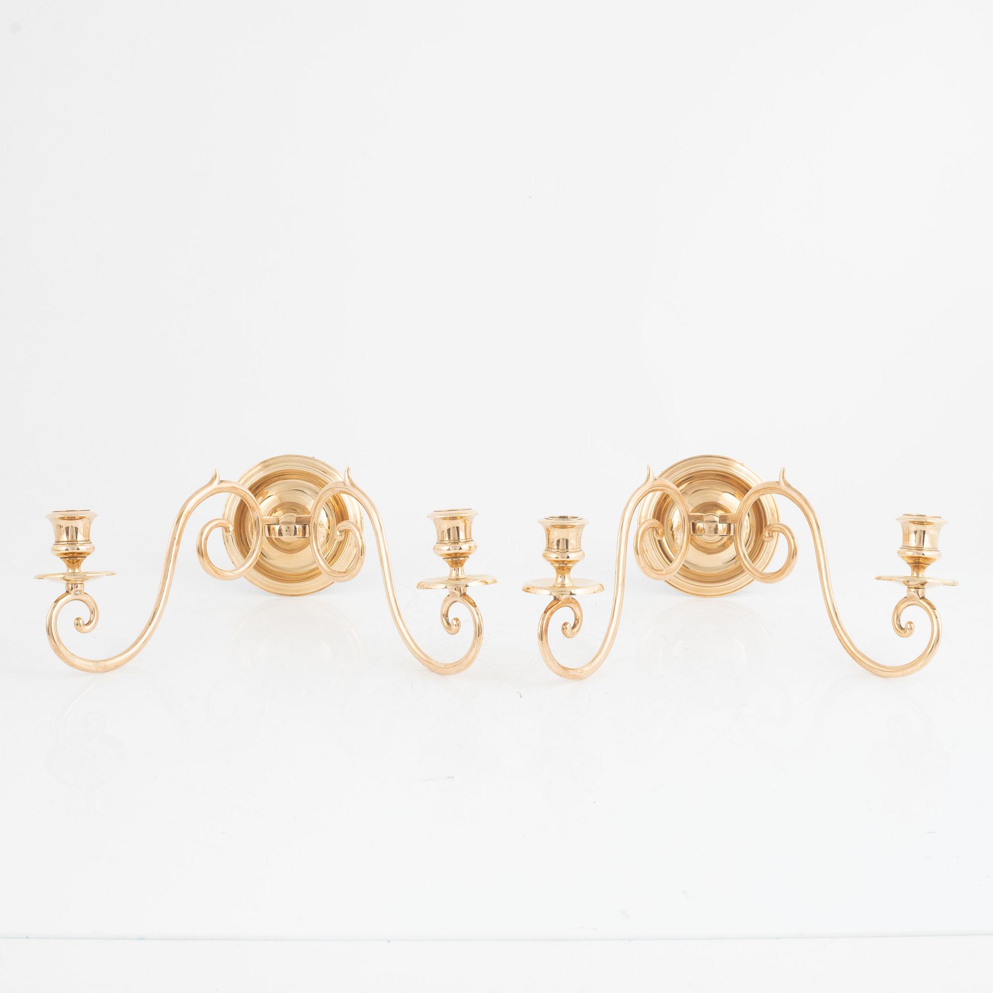 Väggljusstakar, ett par, Gusum, 1900-talets första hälft.