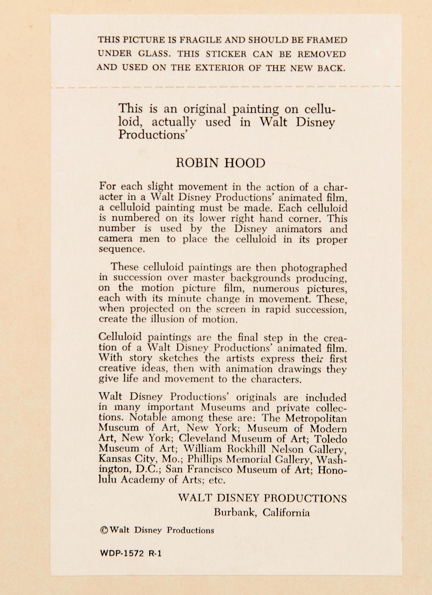 Filmcell från filmen "Robin Hood", Walt Disney.
