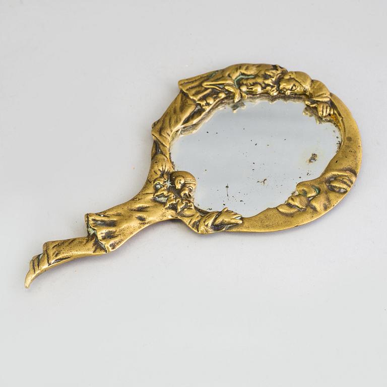 AN ART DÉCO BRONZE MIRROR.