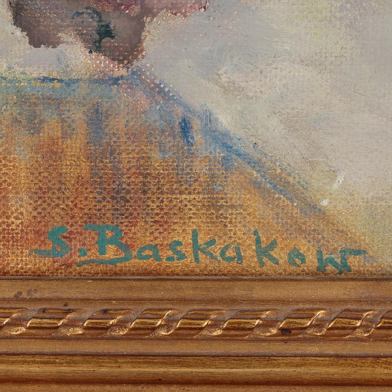 OKÄND KONSTNÄR, olja på duk, signerad S Baskakow.