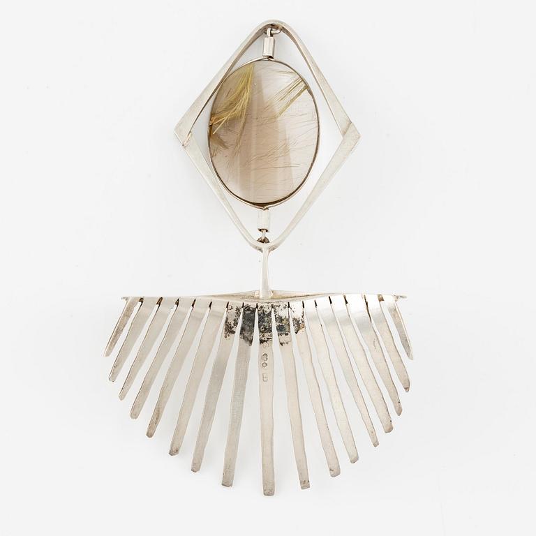 Lars Arby, a bridal crown and a hair ornament, sterling silver with glass and rutilated quartz, Gothenburg 1964 and 1960.