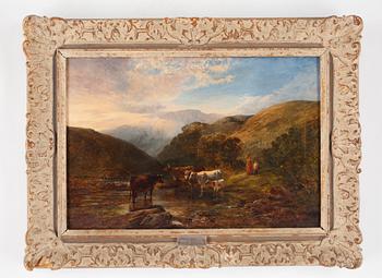 George Vicat Cole, Cows in a landscape with hills.