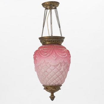 A glass ceiling lantern, turn of the Century 1900.