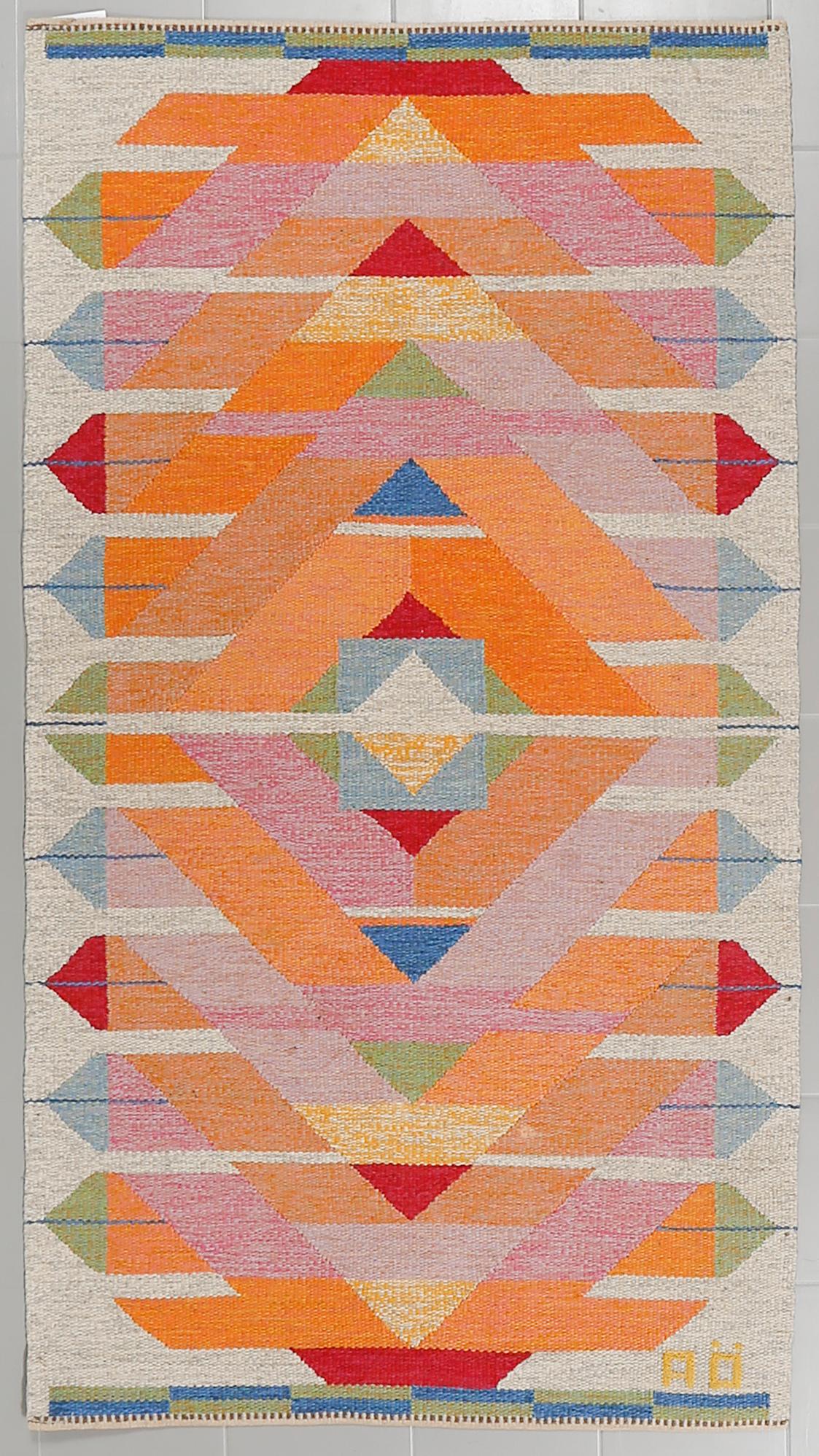 AGDA ÖSTERBERG, a flatweave, signed AÖ, model "Jakobs stege", 224 x 123 cm.