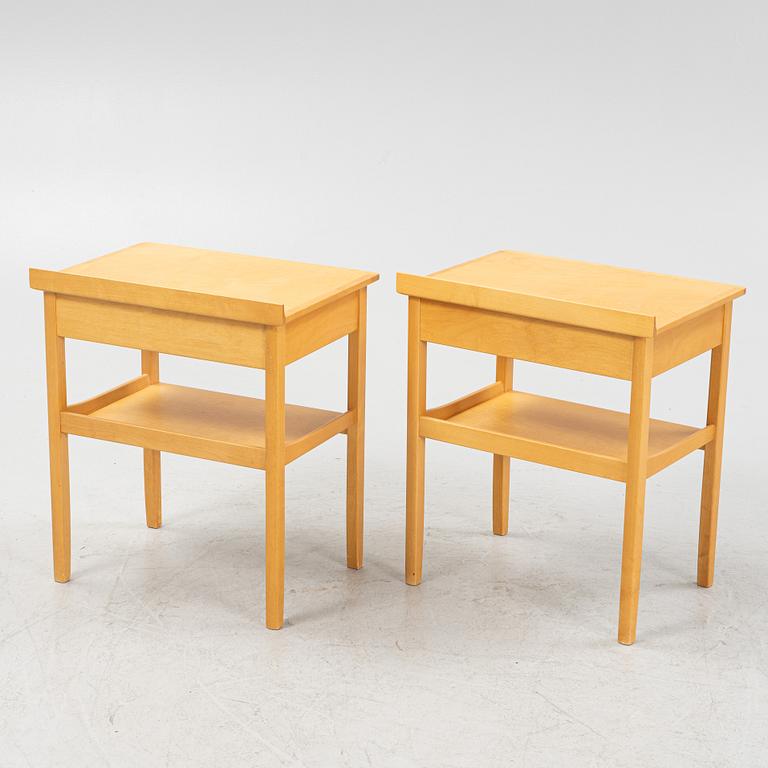 Carl Malmsten, a pair of birch bedside tables, Åfors Möbelfabrik.