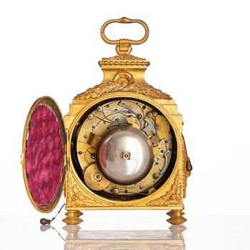 A Swiss ormolu 'pendule d'officer' with alarm by  Robert & Courvoisier (Chaux-de-Fonds, active 1781-1811).