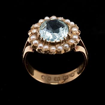 A RING, aquamarine and pearls.
