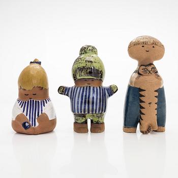Lisa Larson, a set of three ceramic figurines from the series 'Larsons ungar', Gustavsberg.
