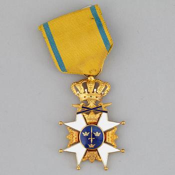 Order of the Sword, Sweden, Knight's cross, gold and enamel. In case. CF Carlman Stockholm 1964.