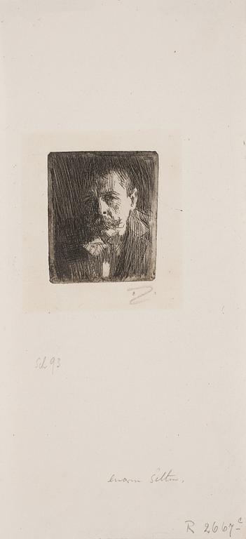 Anders Zorn, ANDERS ZORN, etching, c. 1897 (edition 9-10 copies), signed in pencil.