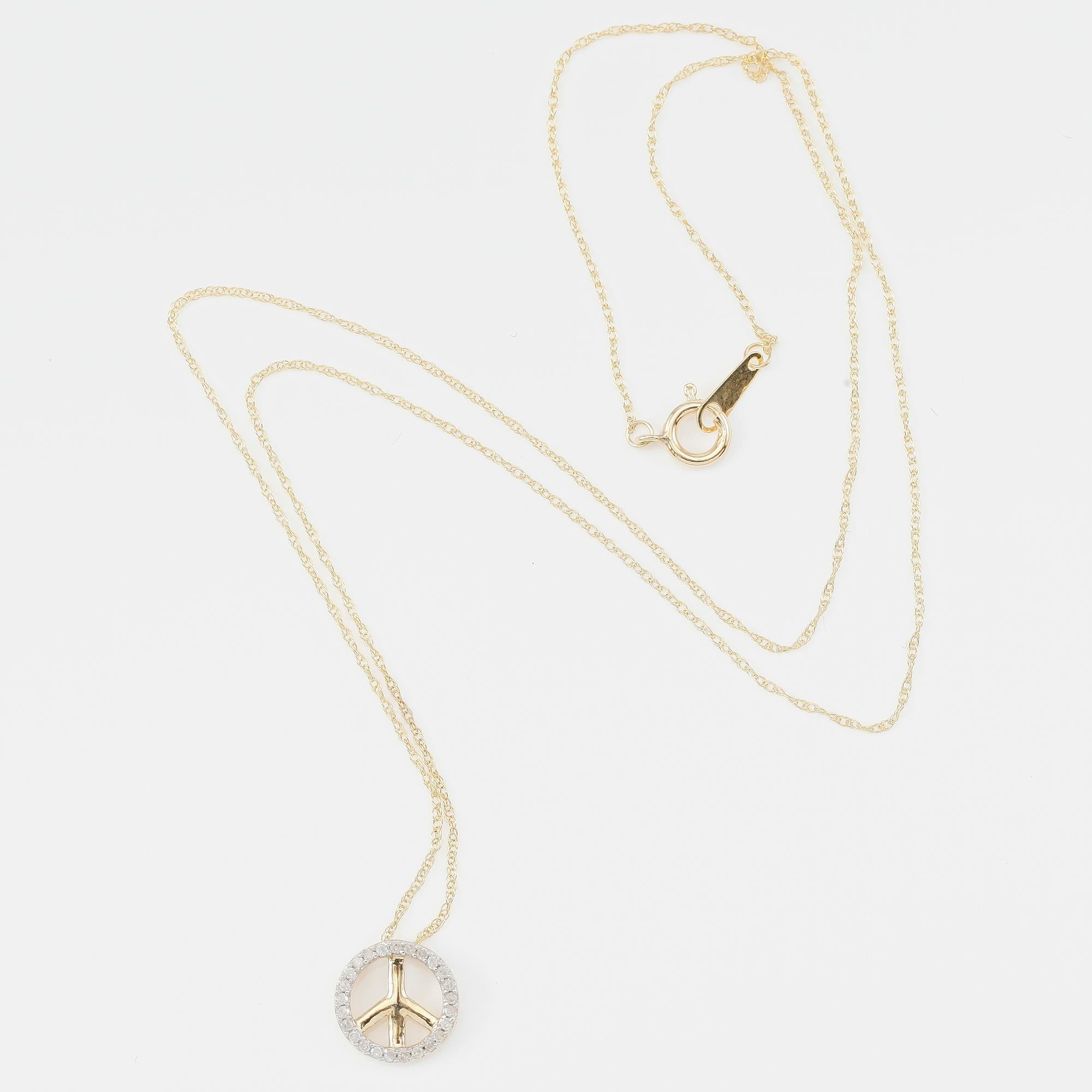 HÄNGE MED KEDJA, 10K guld och diamanter tot ca 0.10 ct.