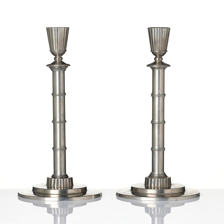 Erik Fleming, a pair of pewter candlesticks, Norrahammars Tenn, 1930.