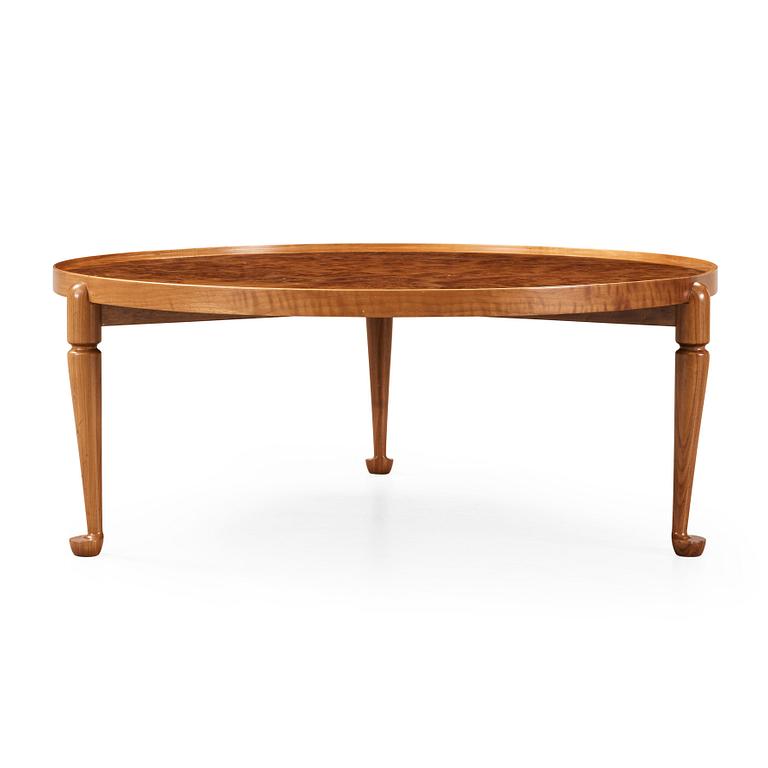 Josef Frank, a burrwood and walnut sofa table, Svenskt Tenn, model 2139, post 1985.