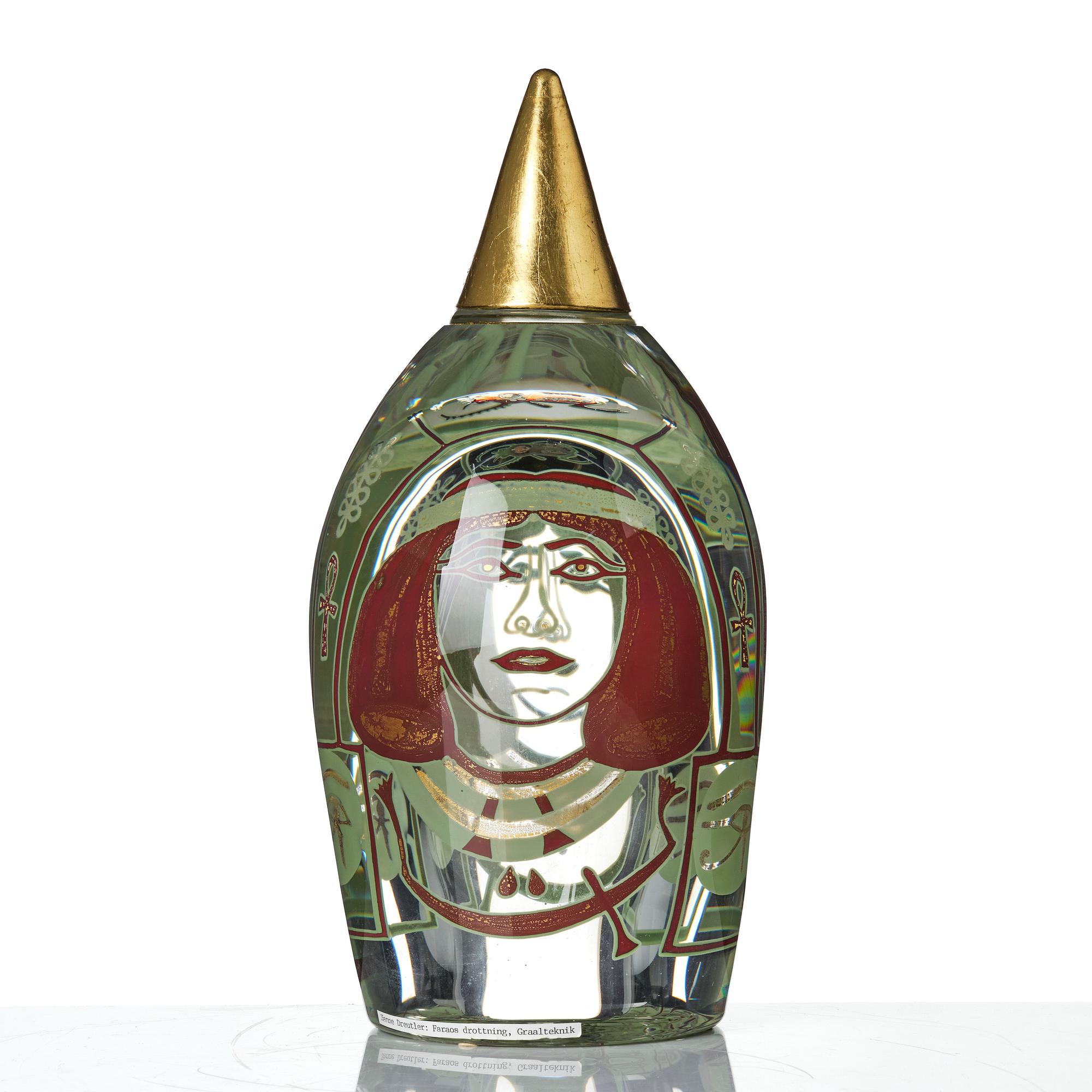 Hanne Dreutler, skulptur, glas, "Queen", numrerad 30b 5/12, Studio Åhus, 1997.